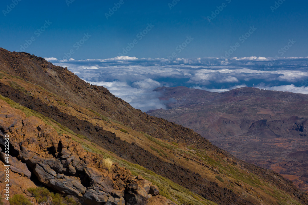 Clouds below El Teide volcano