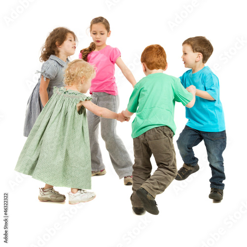 Happy kids playing circle game