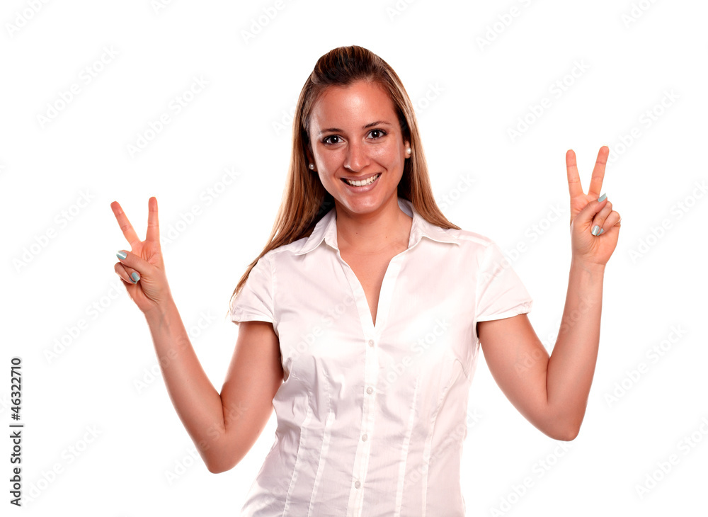 Friendly young female with a winning attitude Friendly young female with a winning attitude