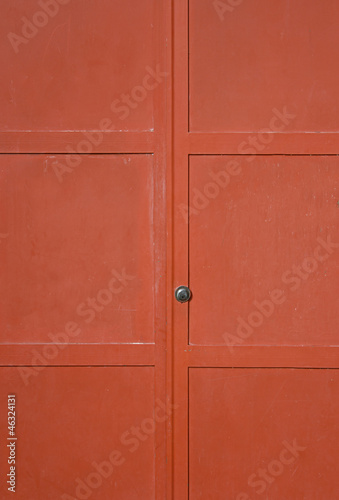 Red metal door