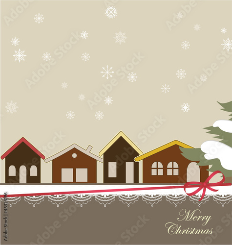Christmas card with a winter town