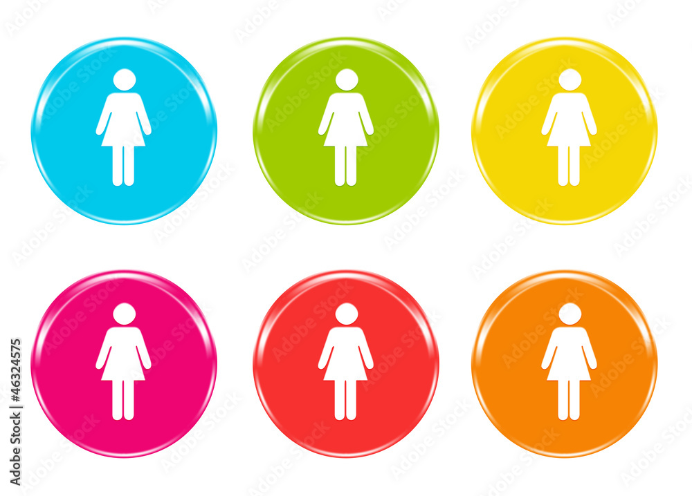 Iconos de colores con el símbolo de una mujer Iconos de colores con el símbolo de una mujer
