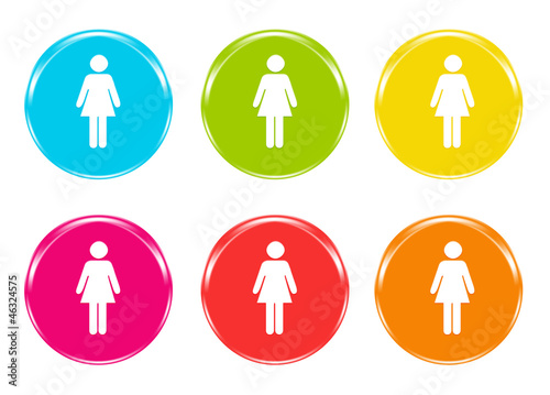 Iconos de colores con el símbolo de una mujer
