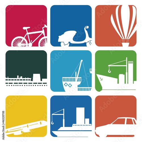 transportation icons colore