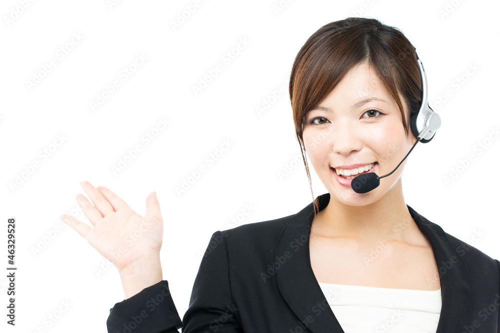 Beautiful business operator on white background Beautiful business operator on white background