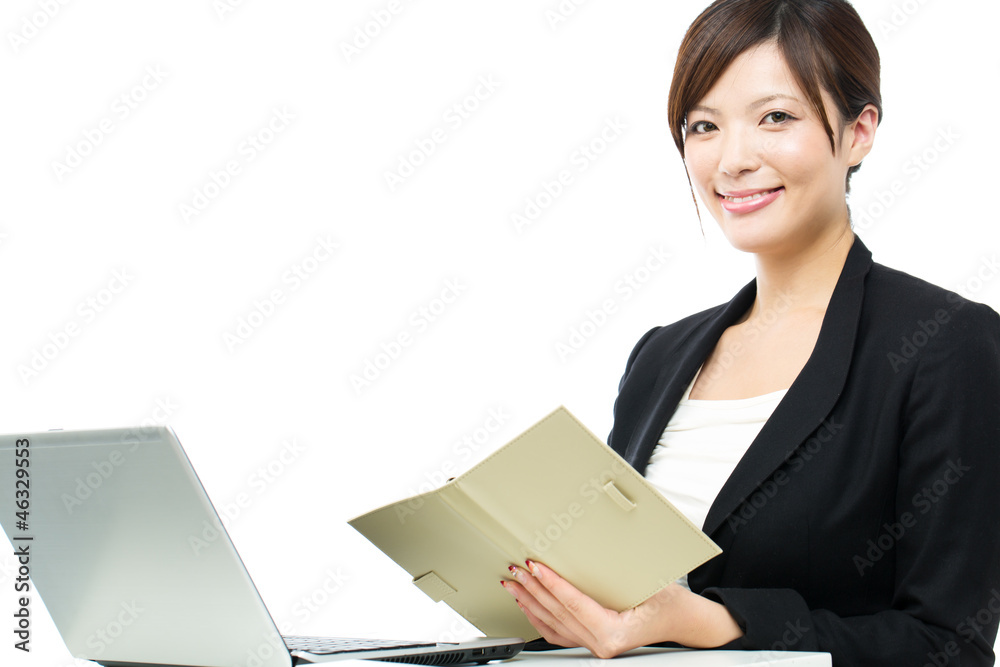 Beautiful businesswoman on white background. Portrait of asian. Beautiful businesswoman on white background. Portrait of asian.