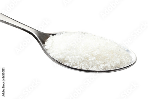 spoon of sugar. Isolated on white.