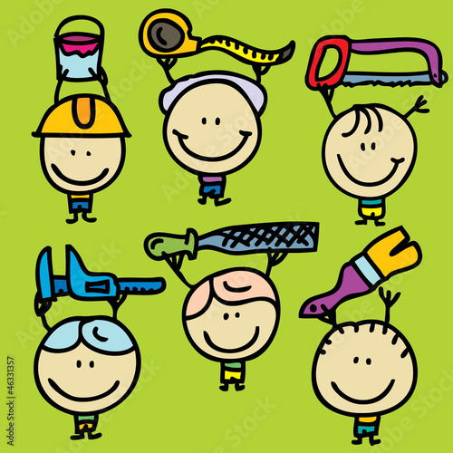 Doodle kids with tools