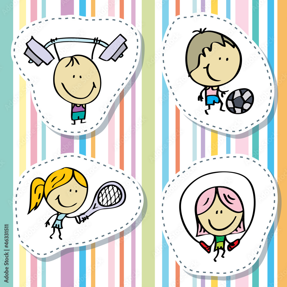 Doodle happy sport kids Doodle happy sport kids
