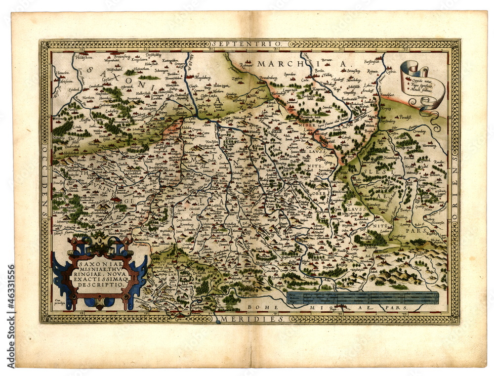 Historische Landkarte Sachsen 1570 Stock-Foto  Adobe Stock