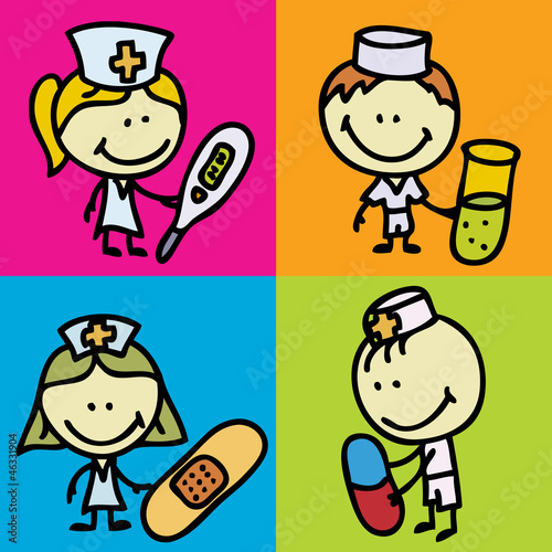 Set of doodle icons with children plays hospital © Alan Z. Uster
