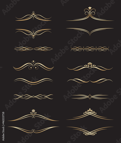 Gold Decorative Swirls and Labels