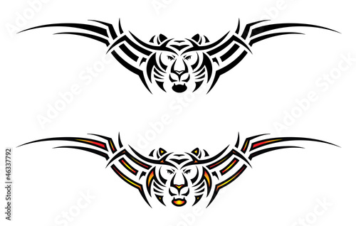 Isolated tiger tribal tattoo for the back