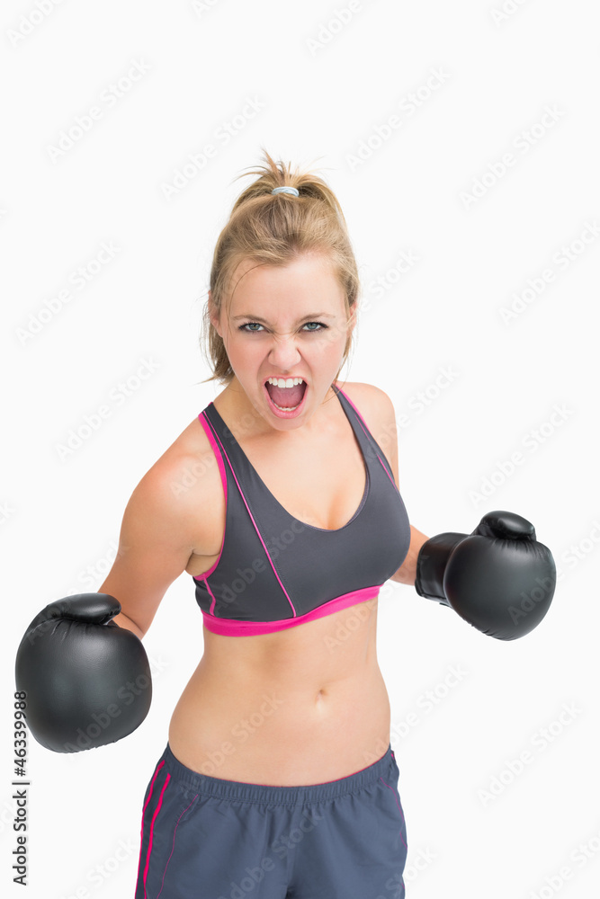 Aggressive female boxer
