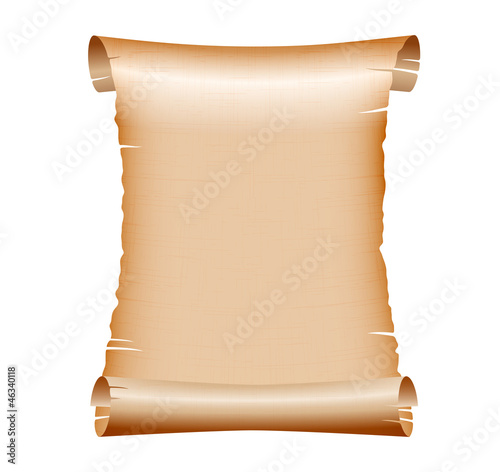 old blank scroll paper on white background