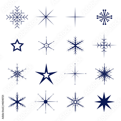 schneeflocken set isoliert blau