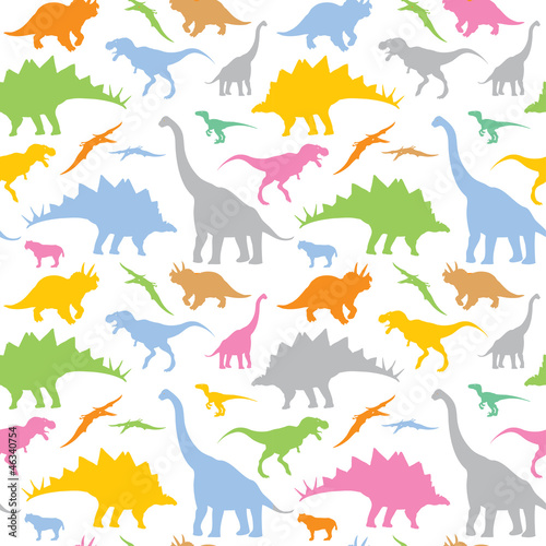 Seamless dinosaur pattern - vector illustration