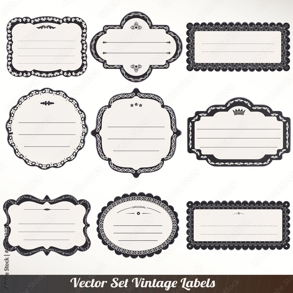 Vector Frame labels Set ornamental vintage decoration