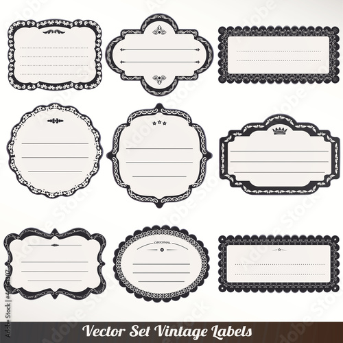 Vector Frame labels Set ornamental vintage decoration photo
