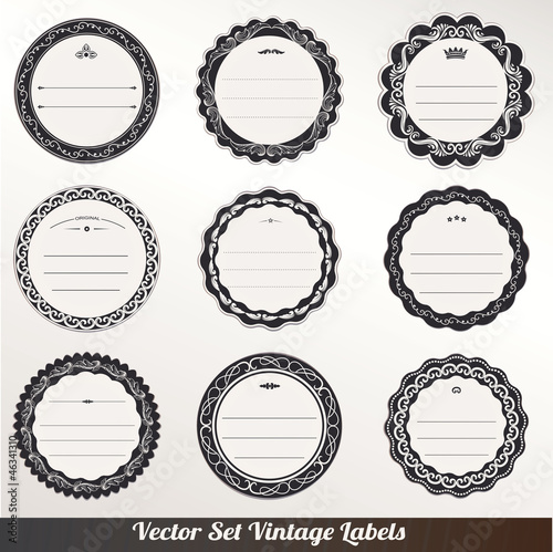 Vector Frame labels Set ornamental vintage decoration