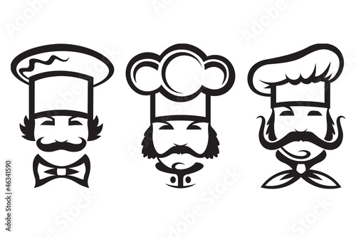 monochrome illustration of three chefs
