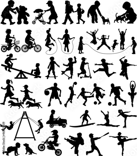 Children vector silhouette