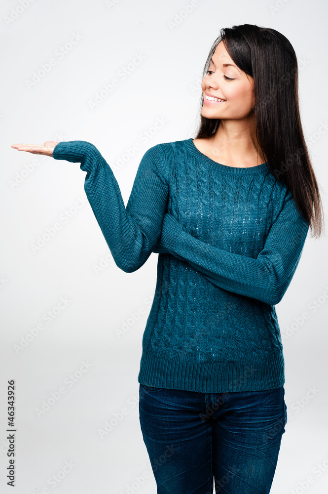 attractive woman pointing