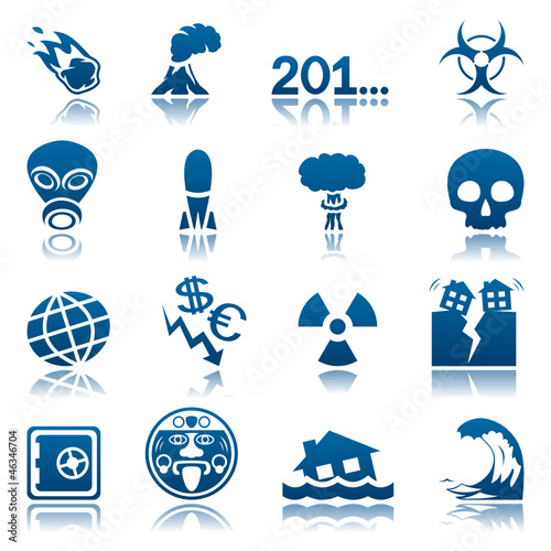 Apocalyptic and natural disasters icon set