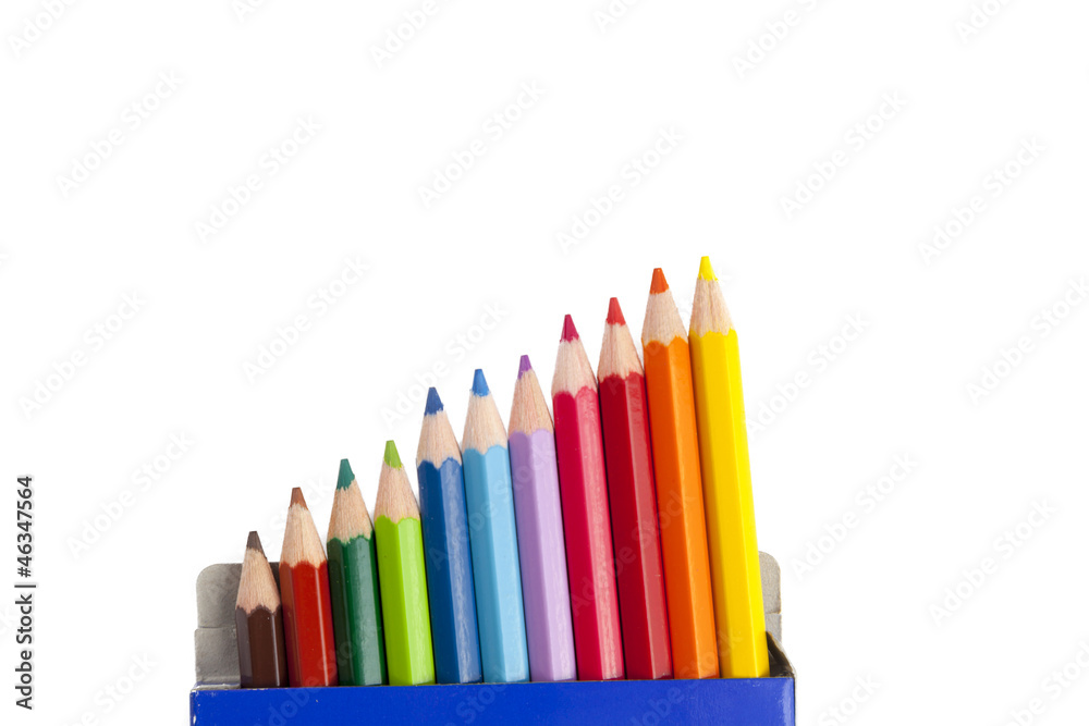 Fototapeta premium Colour pencils isolated on white background close up