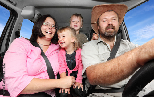 Happy family together traveling in the car. #46347552