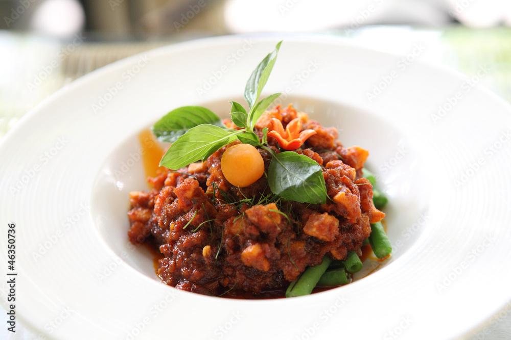 Fried chilly paste with pork Fried chilly paste with pork