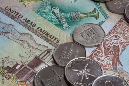 United Arab Emirates coins and banknotes photo