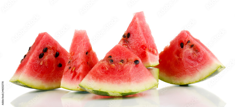 Sweet watermelon slices isolated on white Sweet watermelon slices isolated on white