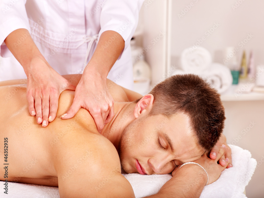 Man getting massage in spa. Man getting massage in spa.