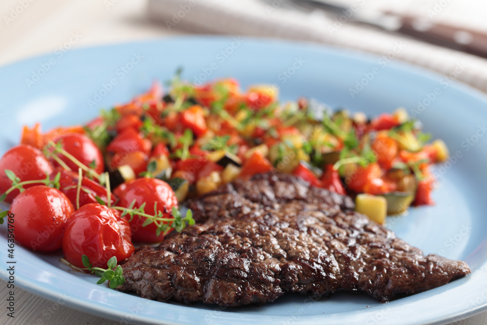 Beef steak with vegetables