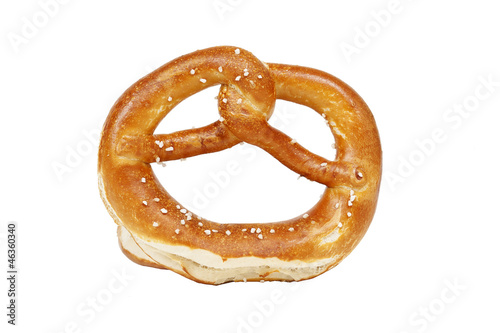 Crisp golden pretzel on white