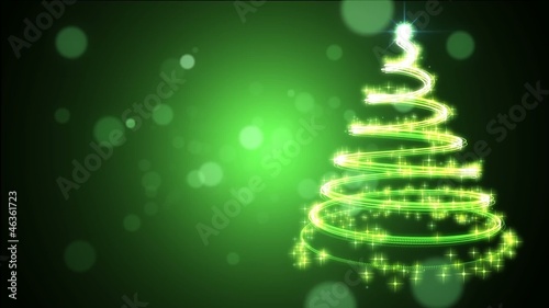 Stylish Christmas tree against green background