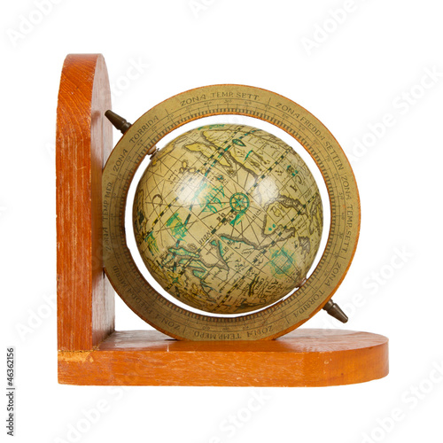 Small decorative antique globe, isolated