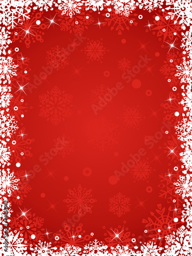 winter background with frame of snowflakes