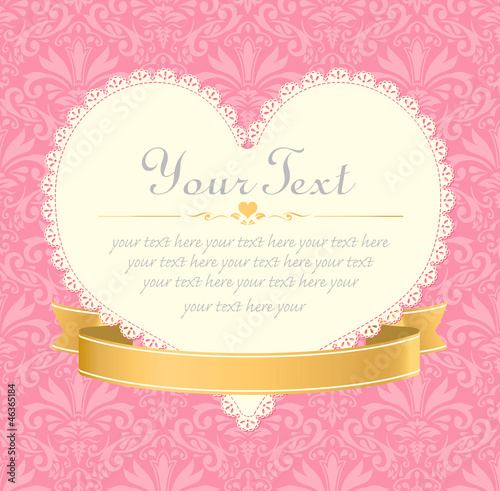 invitation vintage label vector frame pink