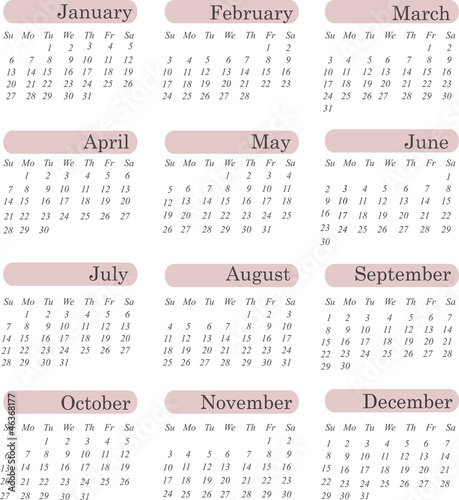 US style 2013 calendar