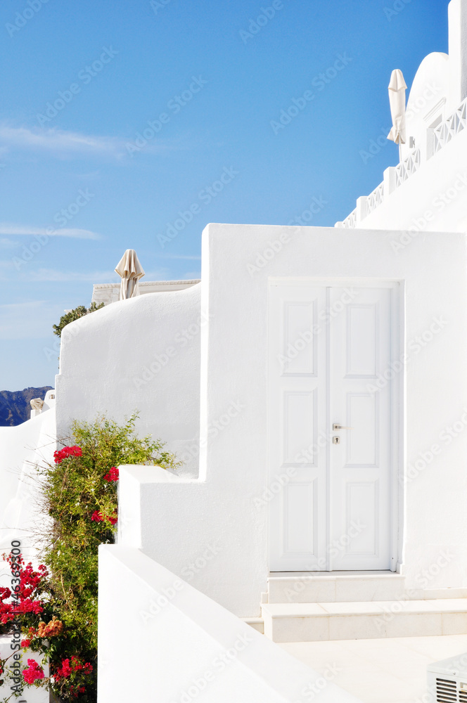 Traditional greek door  on Santorini island, Greece