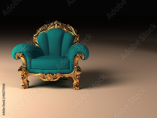 Royal modern armchair with golden frame