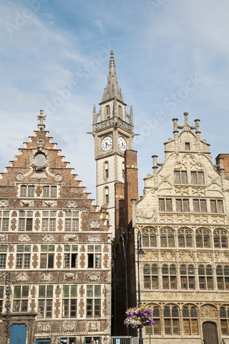 Gent - Typical old palaces from Graselei street