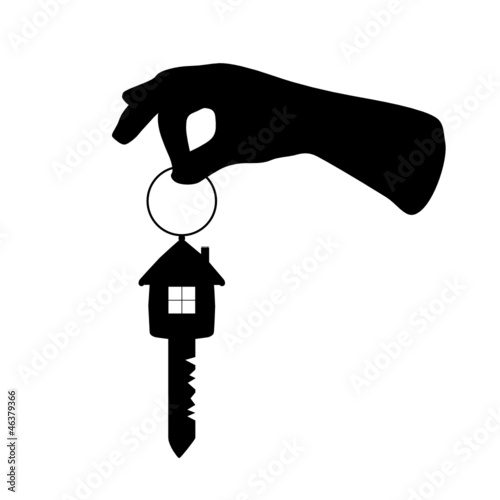 key with house on it and arm vector illustration