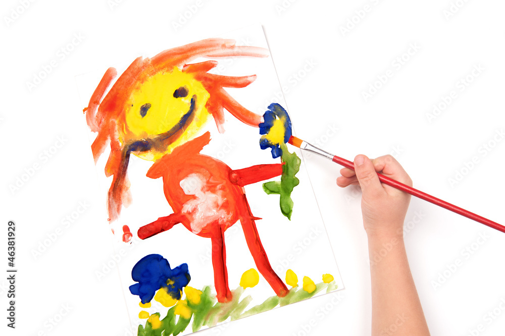 Fototapeta premium child draw a pregnant woman