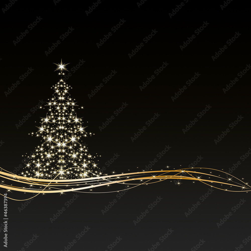 Weihnachten - Hintergrund - Baum - Sterne - Schwarz/Gold Stock Vector |  Adobe Stock