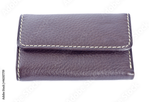 Close Brow Leather Wallet Isolated on White