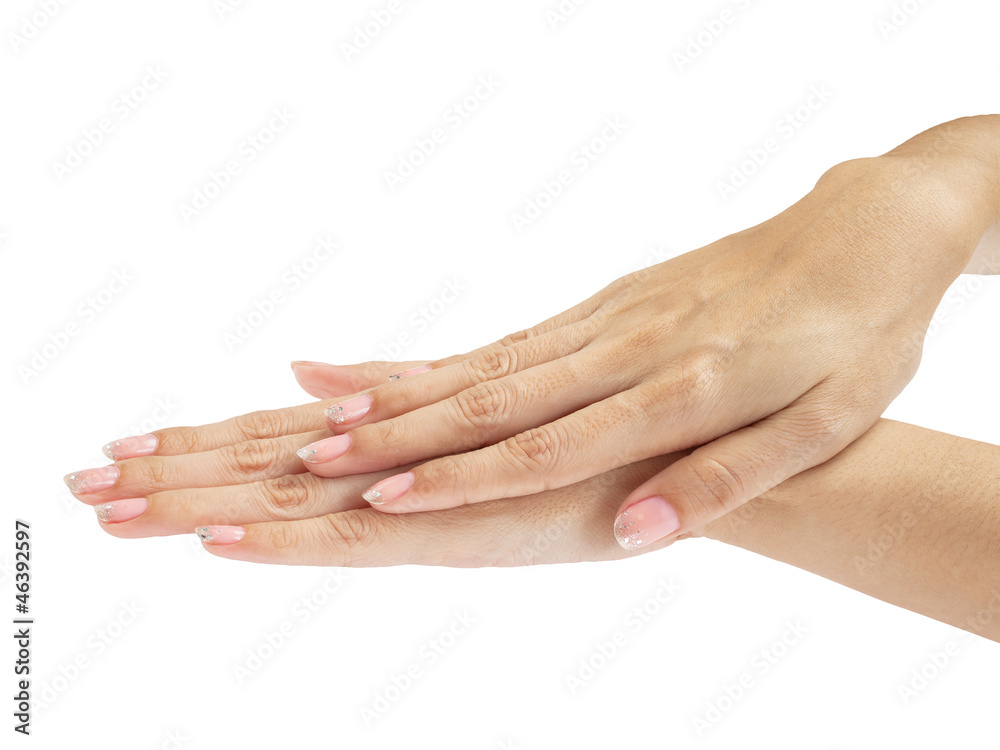 Women hands with nail manicure Women hands with nail manicure