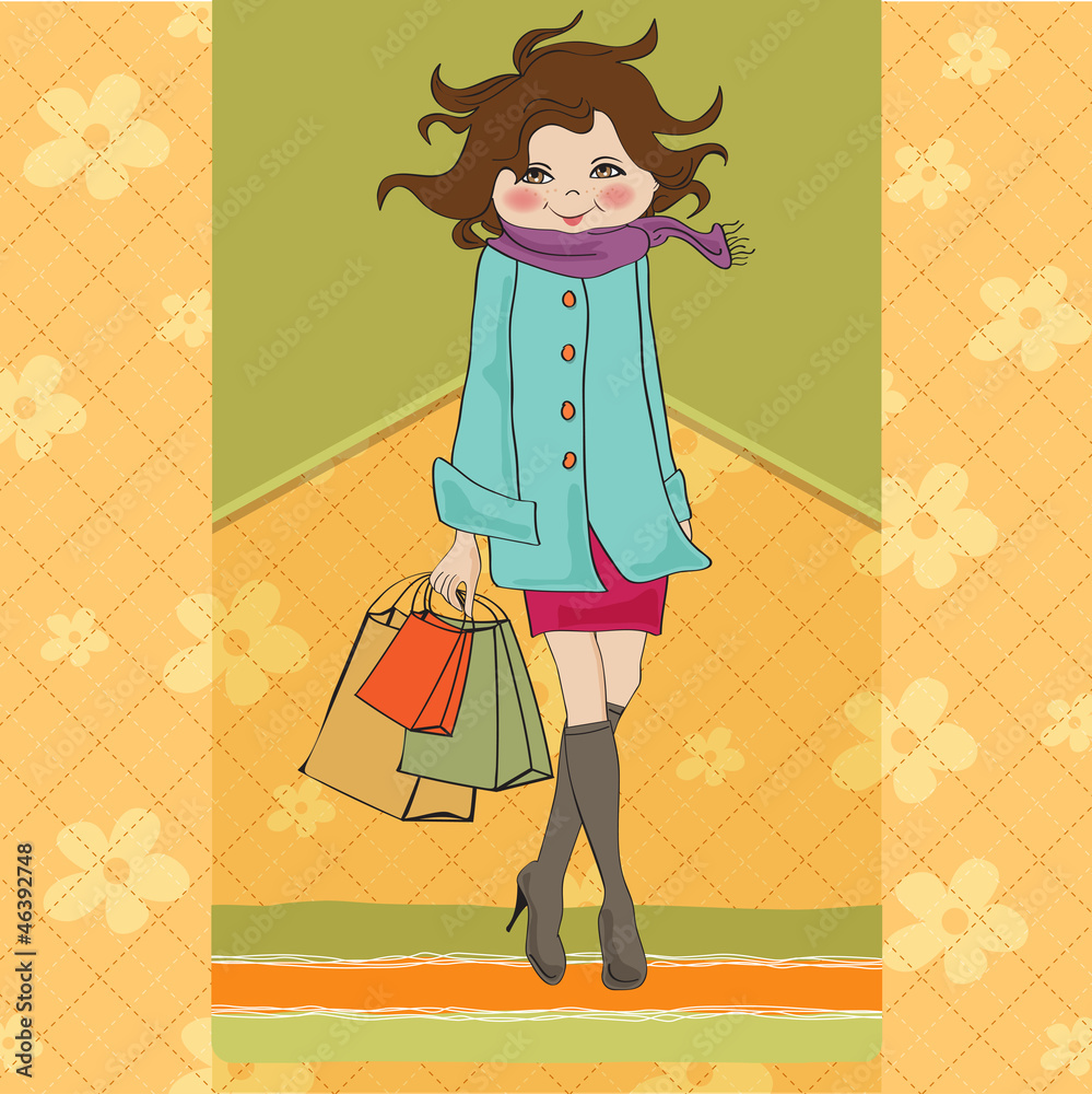 beautiful young woman at shopping beautiful young woman at shopping